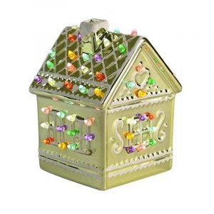 Lebkuchen Haus Grün Porzellan LED