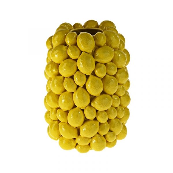 Vase Zitronen, Steingut, Gelb Amalfi