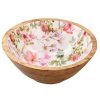 Schale Holz D25H8cm mit Blumen