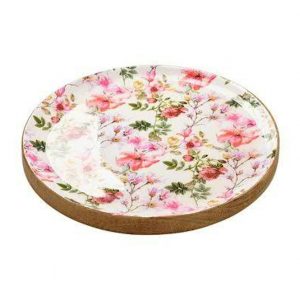 Teller Holz D30cm mit Blumen