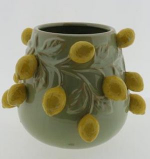 Vase "Zitrone" Steingut  Pistazien farbig