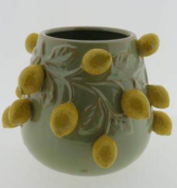 Vase "Zitrone" Steingut  Pistazien farbig