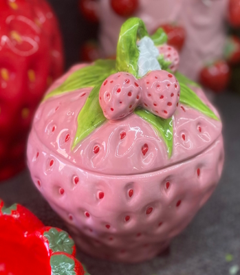 Erdbeer Dose mit Deckel -Pink-